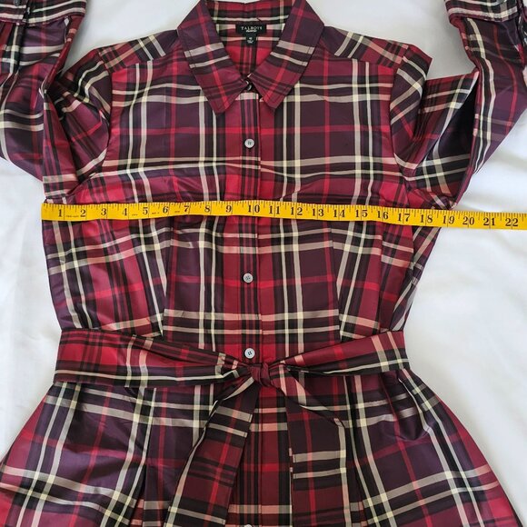 Talbots Red Plaid Long Sleeve Button Front Collared Shirt Dress Size 10 - Picture 11 of 14